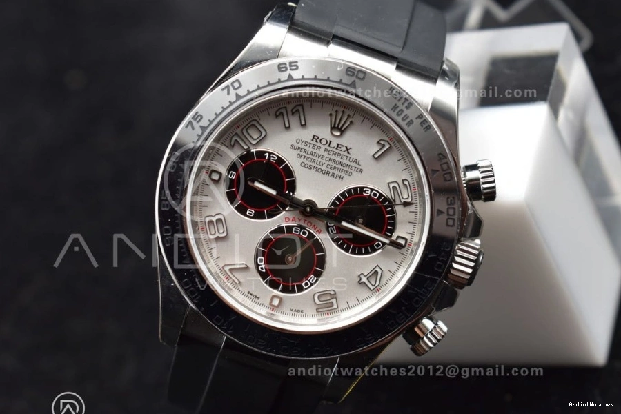 SA4130 Clean Silver Daytona 116519 Black 1:1 Best Edition Strap on Rubber Dial Elegant 904L Case SS 414 V 0331